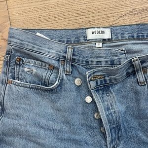 AGOLDE CRISSCROSS UPSIZED LIGHT WASH JEANS | SIZE 27